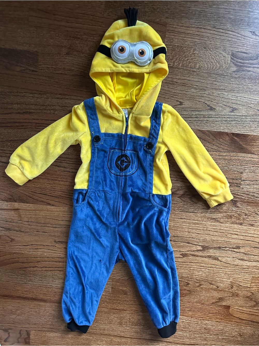 Minions One Piece Pajamas Union Suit Zip Up Hoodie Halloween Costume Boys 3T-4